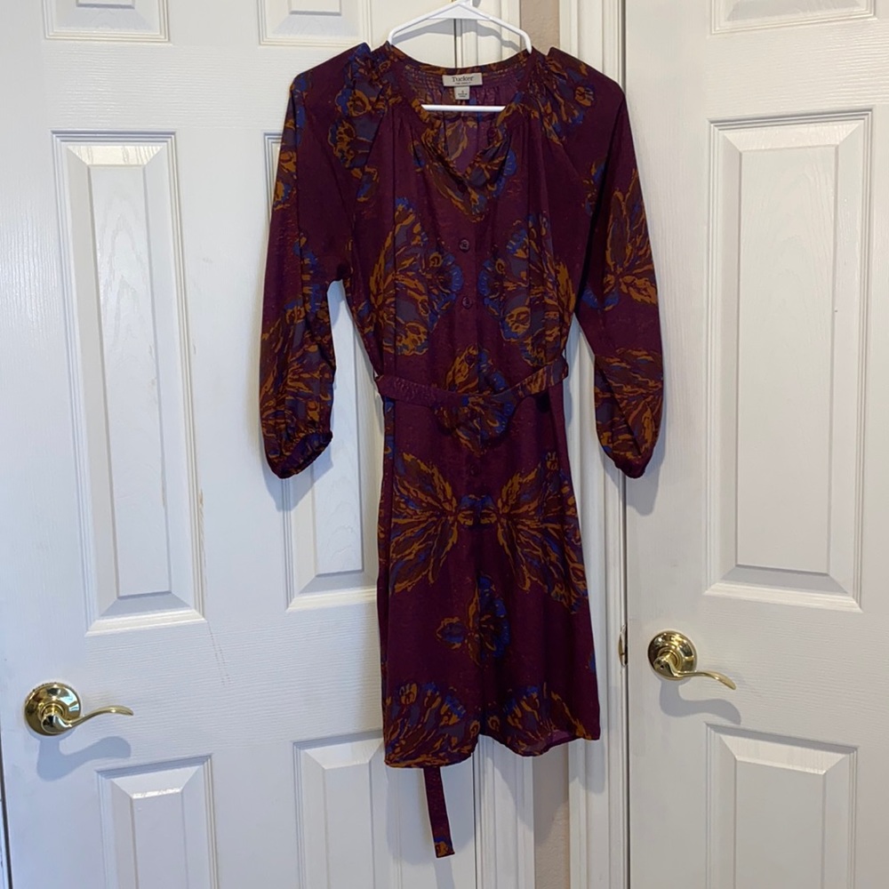Tucker For Target Purple Floral Dress 3/4 Sleeve Sz S